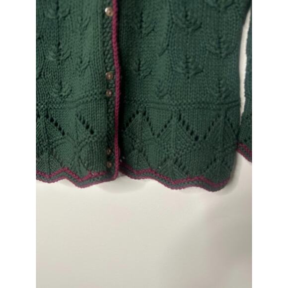 Vintage Fisher Hill Hand Knit Green Button Cardigan Sweater Size Large Cottage - Picture 2 of 10